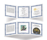 Set of certificate of authenticity frames with different designs on a white background