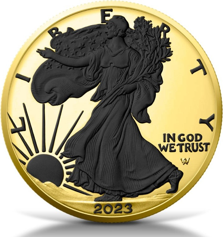 United States of America 2023 $1 GOLD BLACK PLATINUM American Eagle 1oz Silver Coin Reverse