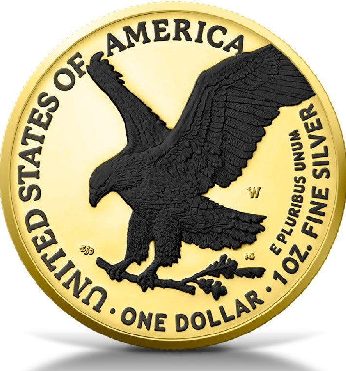 United States of America 2023 $1 GOLD BLACK PLATINUM American Eagle 1oz Silver Coin Obverse