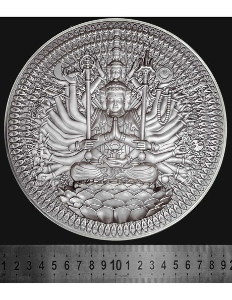 Tchad 2024 10000 CFA Francs GUAN YIN Thousand-armed Thousand-eyed Bodhisattva of Compassion Antique Silver Approx. 1.3 Kilos Details