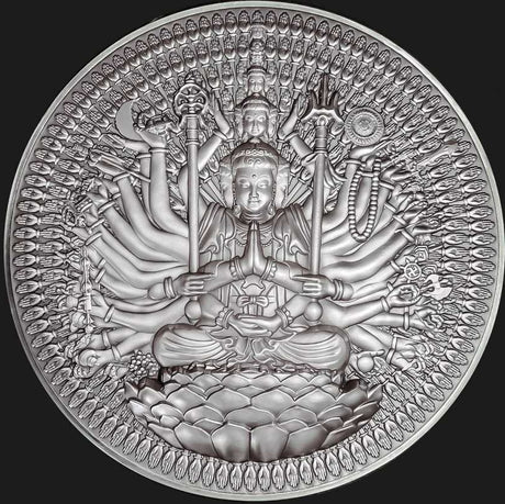 Tchad 2024 10000 CFA Francs GUAN YIN Thousand-armed Thousand-eyed Bodhisattva of Compassion Antique Silver Approx. 1.3 Kilos Reverse Detail