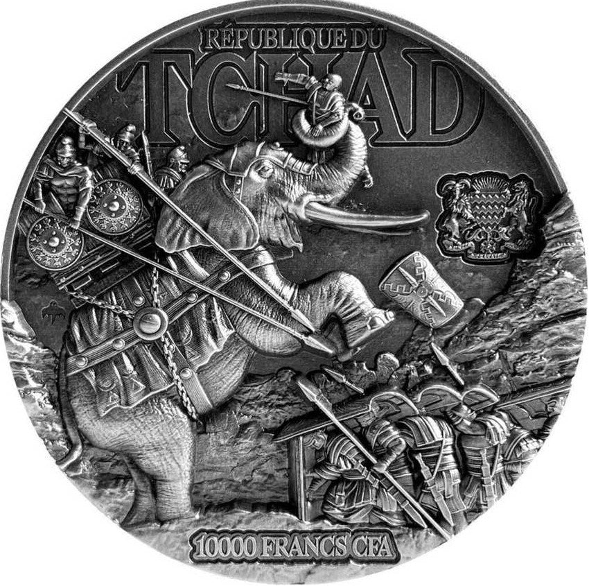Chad 2024 10000 Francs HANNIBAL Masters of War 2 Oz Antique Silver Coin Obverse