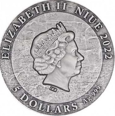 Niue 2022 $5 HARRY POTTER AND THE PHILOSOPHERS STONE 2 Oz Coloured Antique Silver Coin
