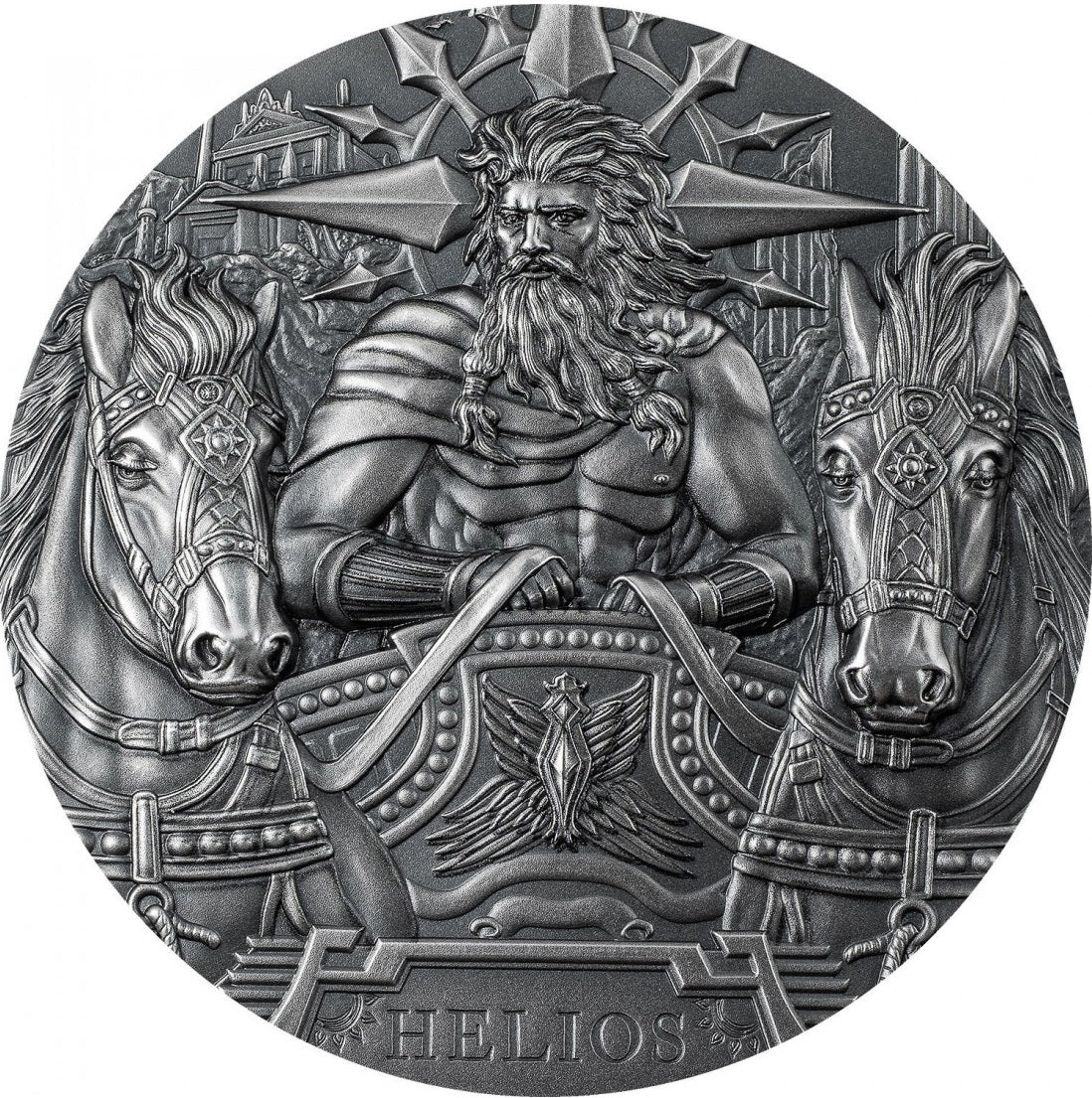 Cook Islands 2022 $20 HELIOS Gods of The World 3 Oz Antique Silver Coin