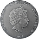 Cook Islands 2022 $20 HELIOS Gods of The World 3 Oz Antique Silver Coin