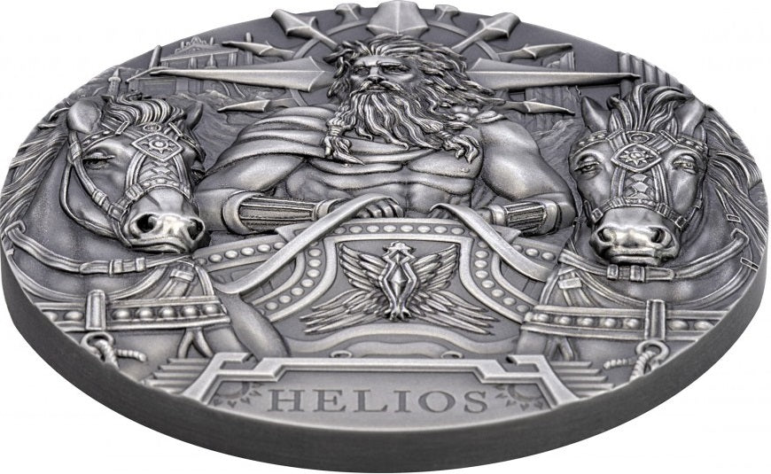 Cook Islands 2022 $20 HELIOS Gods of The World 3 Oz Antique Silver Coin