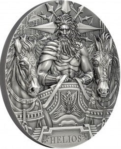 Cook Islands 2022 $20 HELIOS Gods of The World 3 Oz Antique Silver Coin