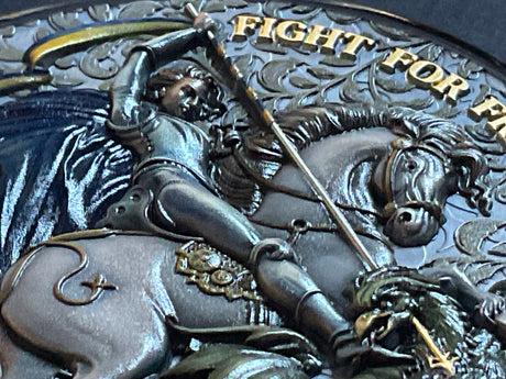 Niue Island 2023 $10 Fight for Freedom 5oz Antique Silver Coloured