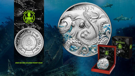 Niue 2023 $5 The Kraken 2oz .999 Silver Proof Coin 750 Minted Certificate # 200