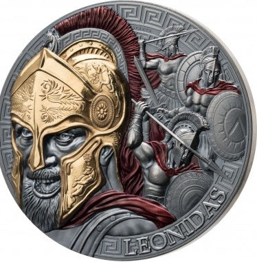 Cameroon 2023 5000 Francs Leonidas -Great Commanders 5 Oz Coloured Antique Silver Coin Mintage 750