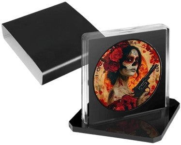 Mexico 2023 1 Onza SANTA MUERTE Gun Black Platinum 1 Oz .999 Silver Coin 100 Made!