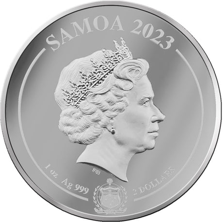 Samoa 2023 $2 NINE TAILED FOX Mythical Creatures 1 Oz Coloured Silver Coin