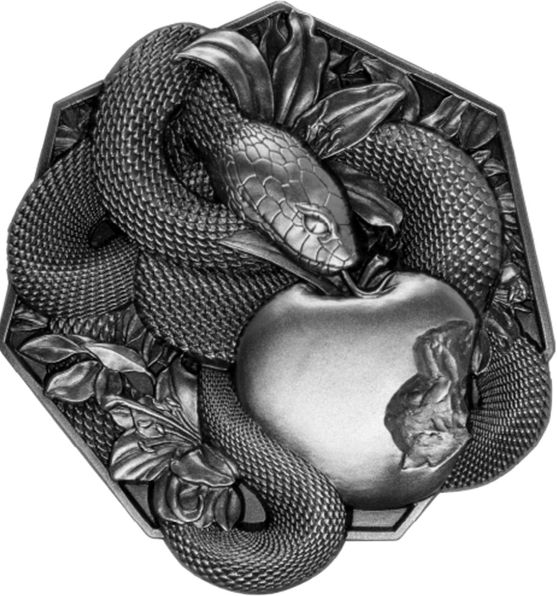 KOMSCO South Korea 2023 Original Sin 2oz .999 Silver Antiqued Stacker Obverse