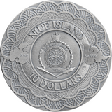 Niue 2024 $10 POWER OF GREEN DRAGON 5 oz .999 Coloured Antique Silver Coin