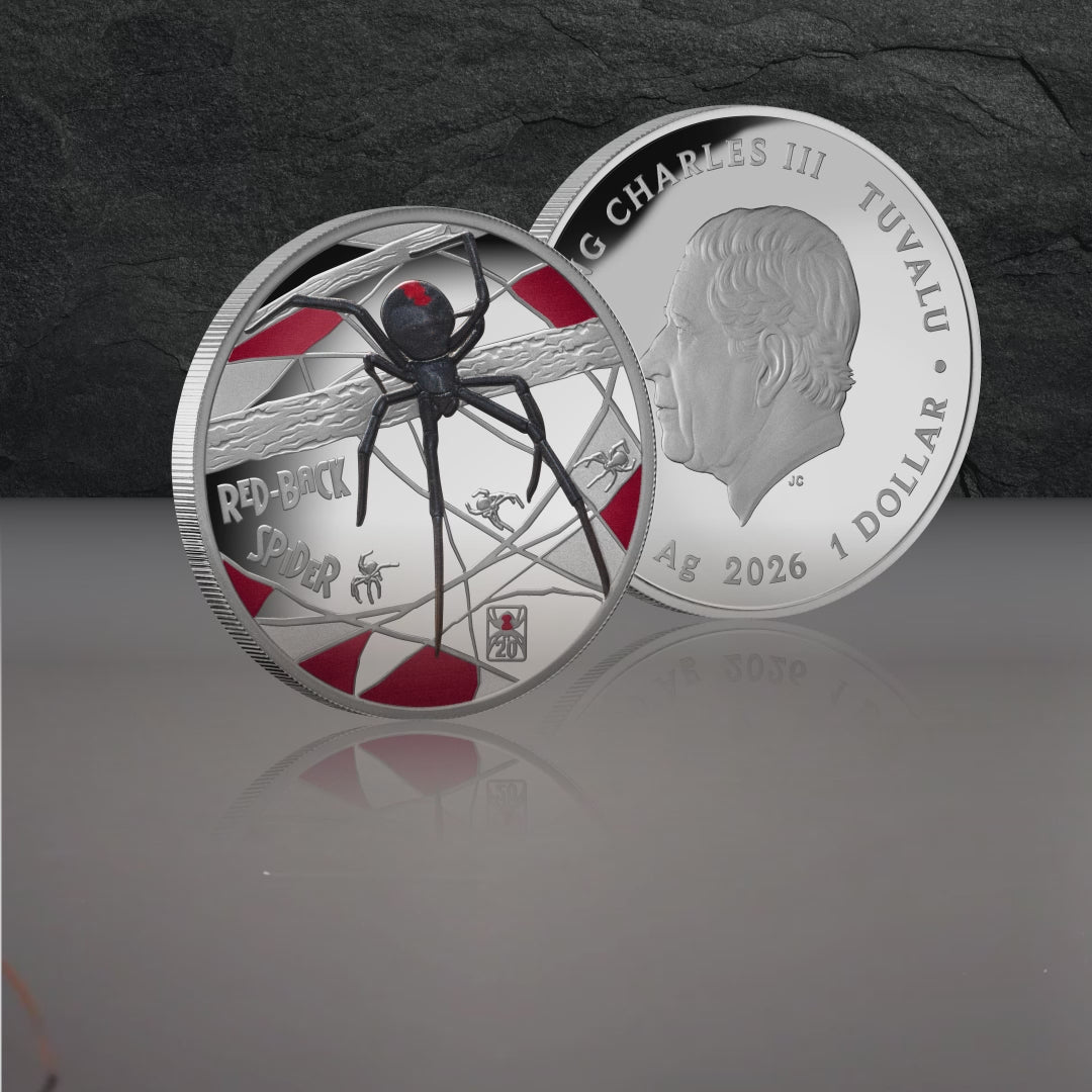 Tuvalu 2026 $1 Redback Spider Silver Proof Video 