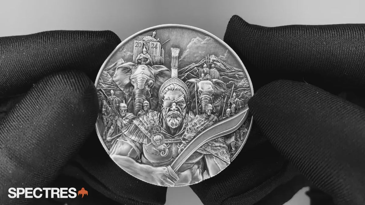 Chad 2024 10000 Francs HANNIBAL Masters of War 2oz Antique Silver Coin