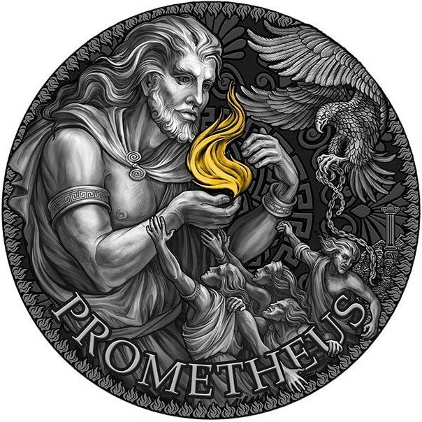 Cameroon 2023 3000 Francs Prometheus- The Great Greek Mythology 3 Oz Antique Silver Coin  333 Minted