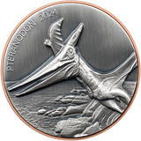 Vanuatu 2023 10 Vatu Giant Pteranodon Double .999 Silver Antique Finish Coin 145gm Copper Core
