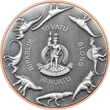 Vanuatu 2023 10 Vatu Giant Pteranodon Double .999 Silver Antique Finish Coin 145gm Copper Core