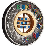 Australia 2024 $2 Rubik Cube 50th Anniversary  2oz .9999 Silver Antiqued 24k Gold Plated Coloured Coin Perth Mint
