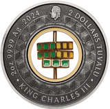Australia 2024 $2 Rubik Cube 50th Anniversary  2oz .9999 Silver Antiqued 24k Gold Plated Coloured Coin Perth Mint
