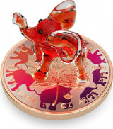 Canada 2022 $5 RED ELEPHANT Murano Glass Series Maple Leaf 1 oz .9999 Colourised Silver