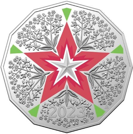 Australia 2023 Christmas Decoration 50 Cent CuNi Coloured Uncirculated Coin