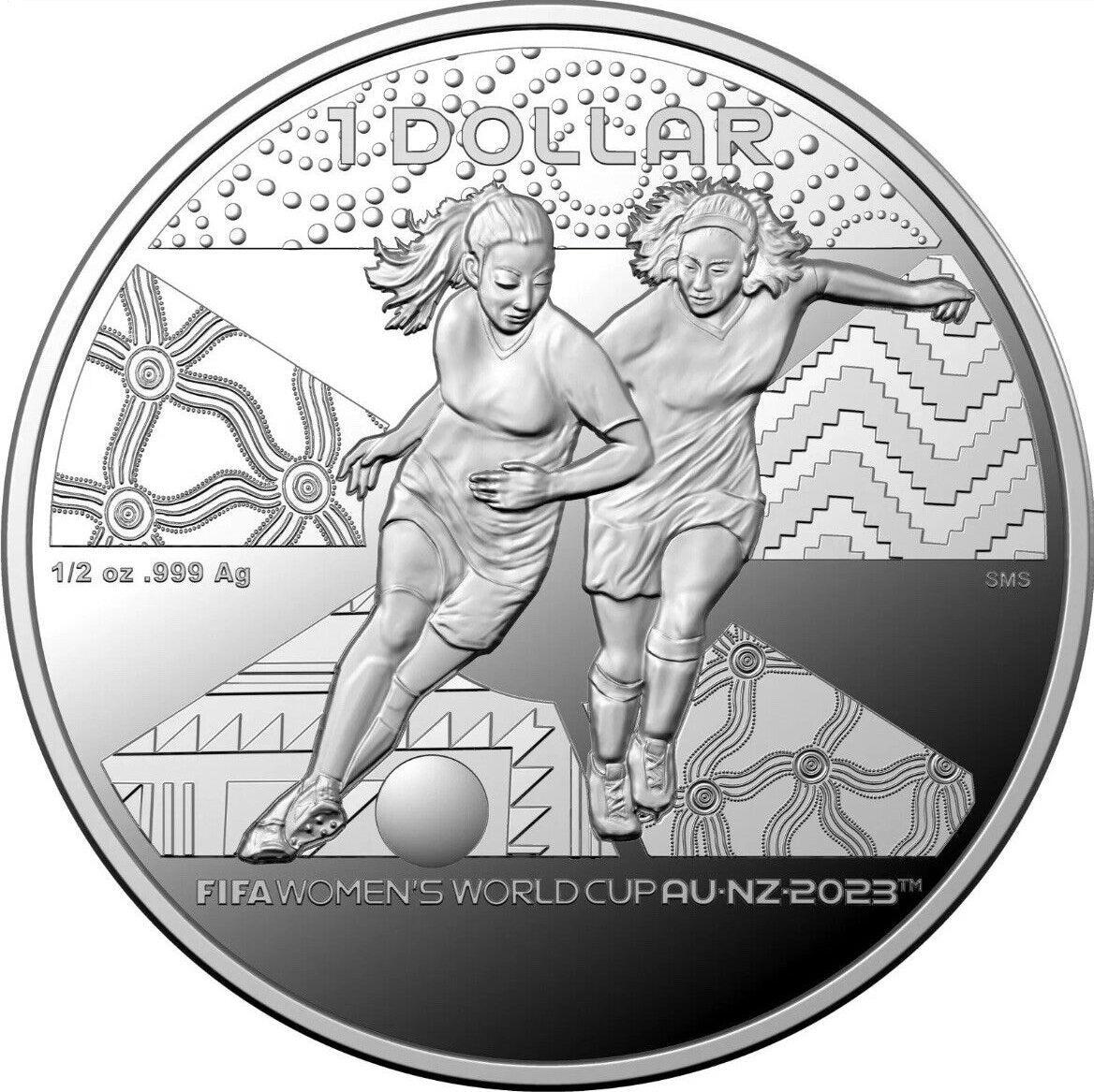 Australia 2023 $1 FIFA Womens World Cup Australia-NZ 1/2oz Fine .999 Silver Proof Coin