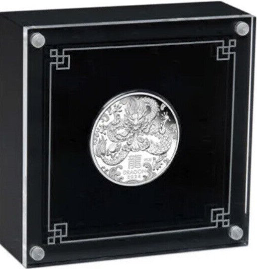 Australian Lunar Series III  2024 $1 Year of the Dragon 1/2oz .9999 Silver Proof Coin Perth Mint