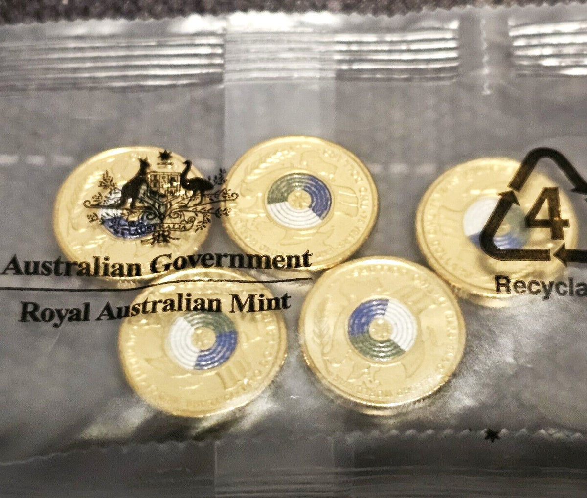 Australia 2020 $2 End of WWII Armistice Coloured Uncirculated Sealed Royal Australian Mint Bag of 5 Coins