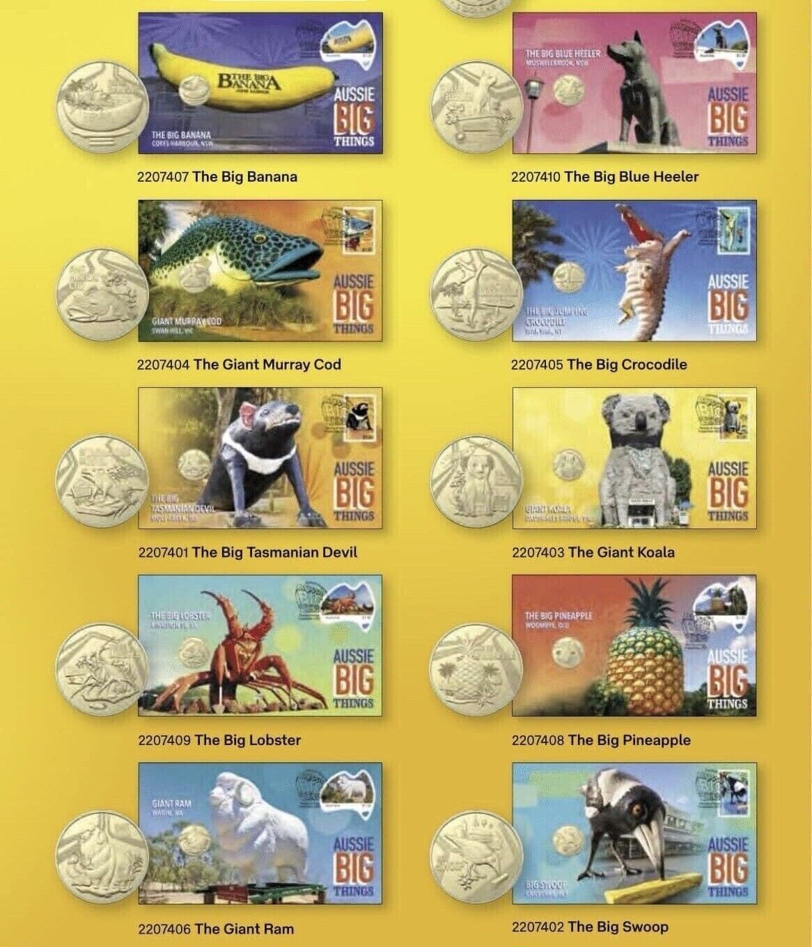 Australia 2023 $1 Aussie Big Things Set of 10 x $1 PNCs