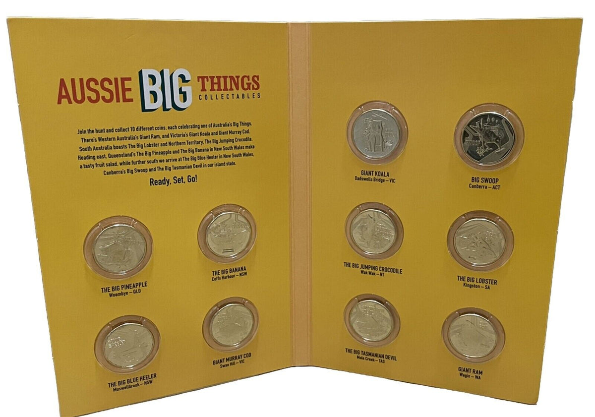Australia 2023 Aussie Big Things Display Folder and Opened Tube Set of 10 x $1 Coins