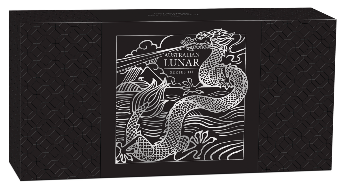 Australian Lunar Series III 2024  $1 Year of the Dragon 1oz .9999 Silver Trio Perth Mint