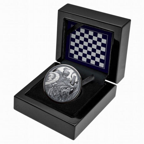 Niue 2024 $1 Chess Knight Armored Horse 1 Oz Pure Silver Black Proof OGP MINTAGE 999