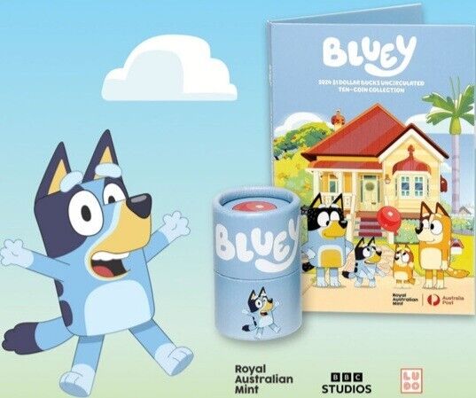 Australia 2024 $1 BLUEY 10-Coin Tube and Folder Set