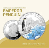 Australia 2023 $5 Australia Antarctic Territory Emperor Penguin Coloured 1oz Silver Proof Coin