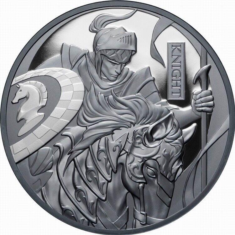Niue 2024 $1 Chess Knight Armored Horse 1 Oz Pure Silver Black Proof OGP MINTAGE 999