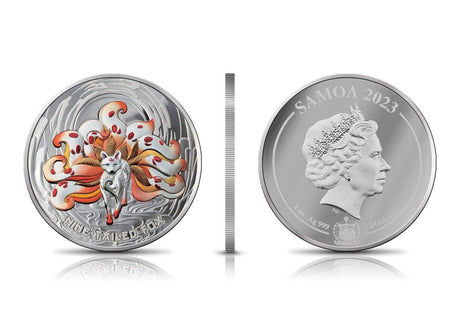 Samoa 2023 $2 NINE TAILED FOX Mythical Creatures 1 Oz Coloured Silver Coin