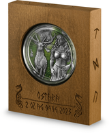 Germania Mint 2023 10 Mark Valkyries Ostara 2 oz Pure Silver Antique Finish UHR Coin Certificate # 3
