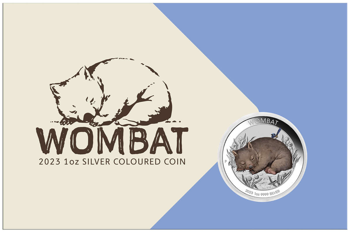 2023 Australian Wombat 1oz .9999 Silver Coloured Coin in Card Perth Mint