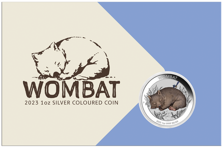 2023 Australian Wombat 1oz .9999 Silver Coloured Coin in Card Perth Mint