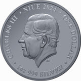Niue 2024 $1 Chess Knight Armored Horse 1 Oz Pure Silver Black Proof OGP MINTAGE 999