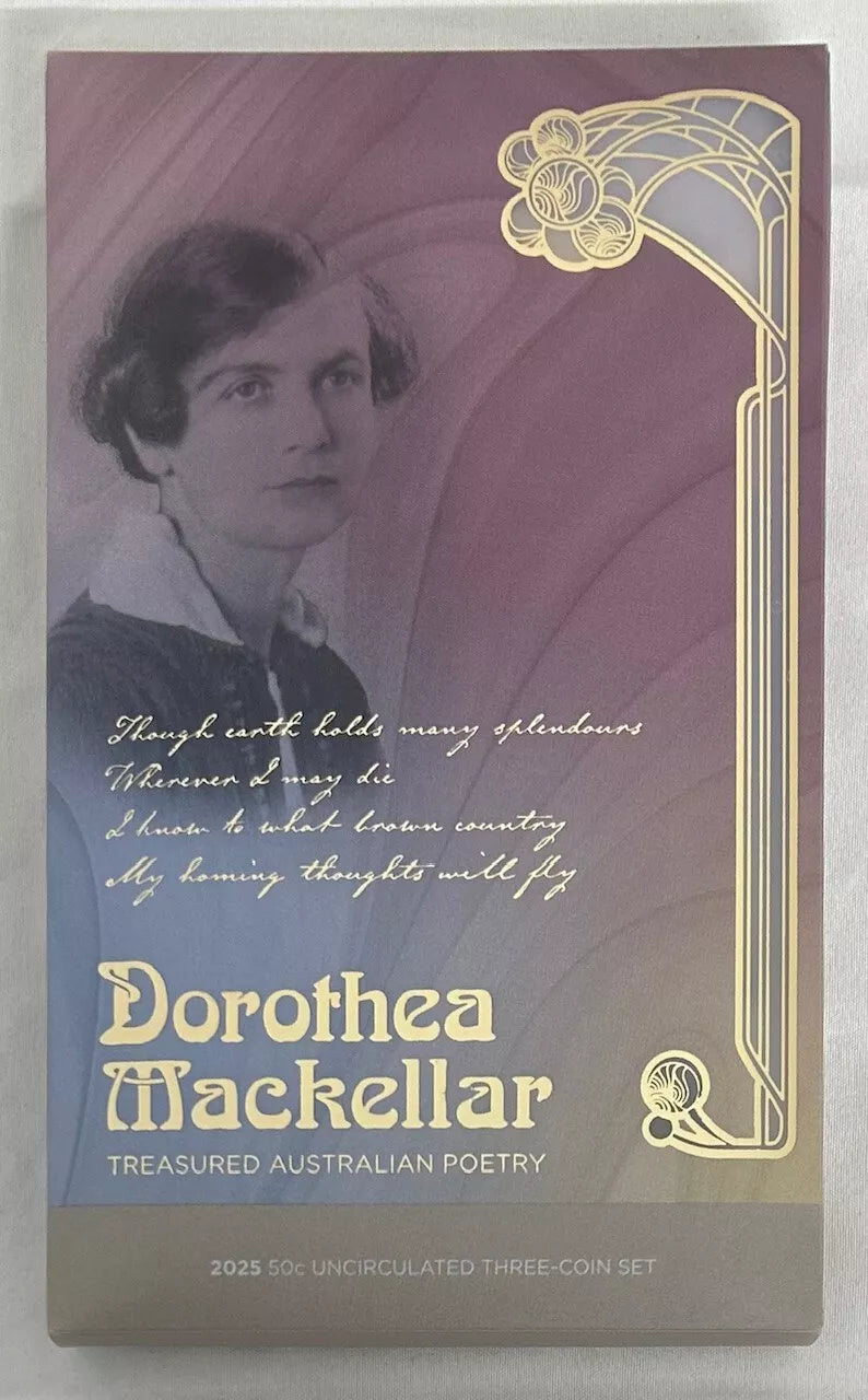 Australia 2025 50 Cents DOROTHEA MACKELLAR TREASURED AUSTRALIAN POETRY 3-Coin Al-Br Uncirculated Set