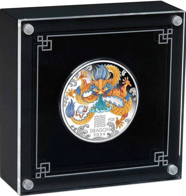Australian Lunar Series III 2024 50 Cents Year of the Dragon 1/2oz Coloured .9999 Silver BU Coin Perth Mint