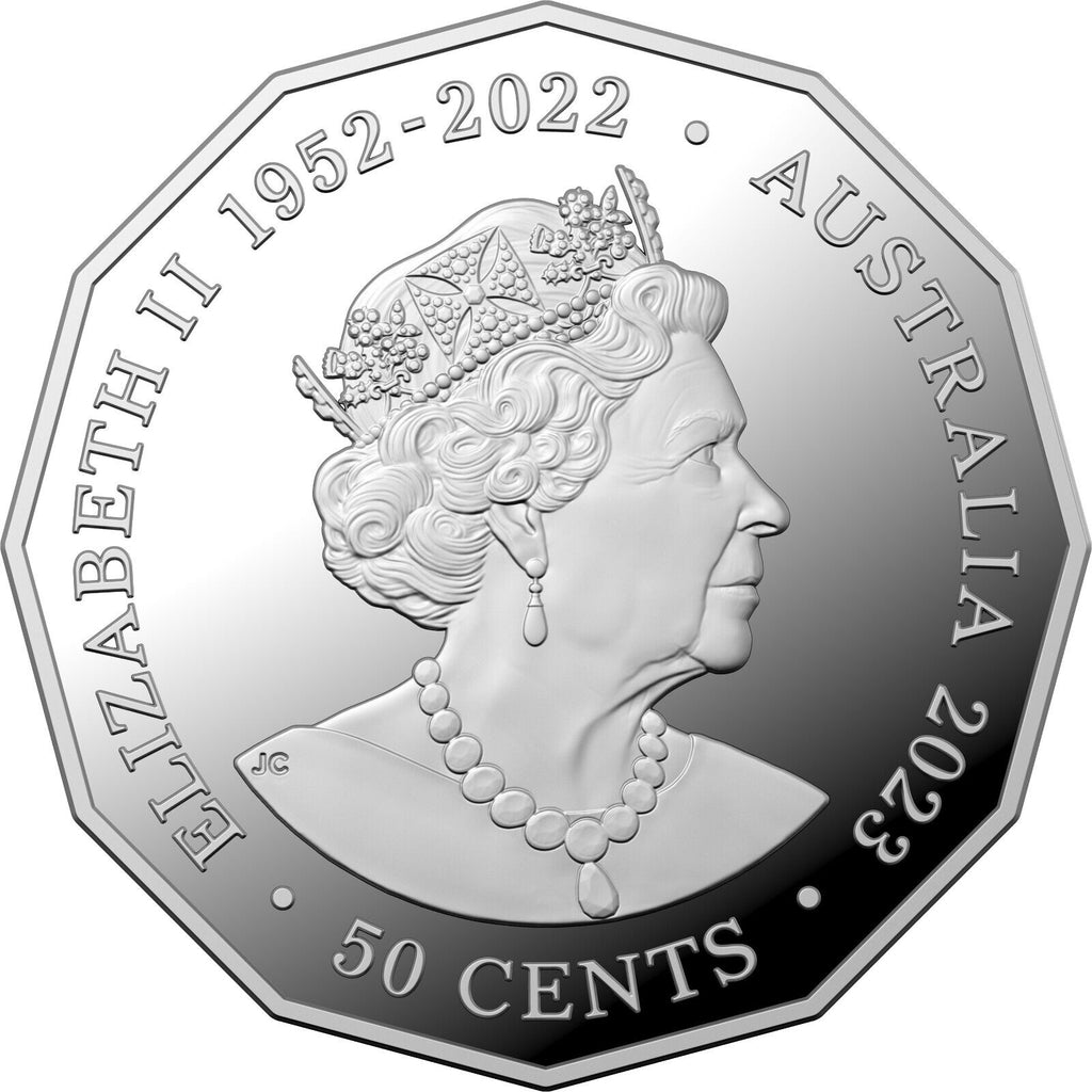 Australia 2023 50 Cents Elizabeth Regina – HM Queen Elizabeth II Commemoration Silver Proof Coin Obverse