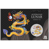 Australia 2024 Lunar Series III $1 Year of the Dragon ANDA Melbourne Money Expo Yellow 1oz .9999 Silver Coin in Card Perth Mint