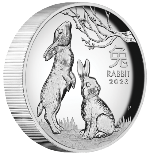 Australia 2023 $1 Year of the Rabbit 1oz Silver Proof High Relief Coin - Lunar Series III Perth Mint