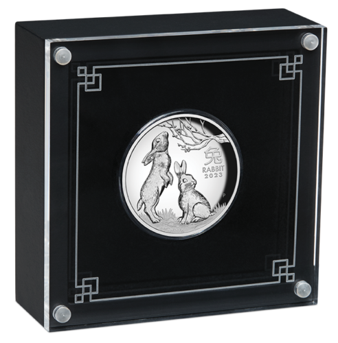 Australia 2023 $1 Year of the Rabbit 1oz Silver Proof High Relief Coin - Lunar Series III Perth Mint