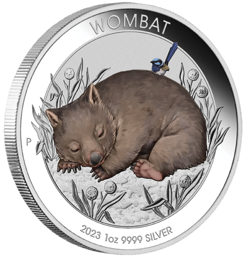 2023 Australian Wombat 1oz .9999 Silver Coloured Coin in Card Perth Mint