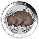 2023 Australian Wombat 1oz .9999 Silver Coloured Coin in Card Perth Mint